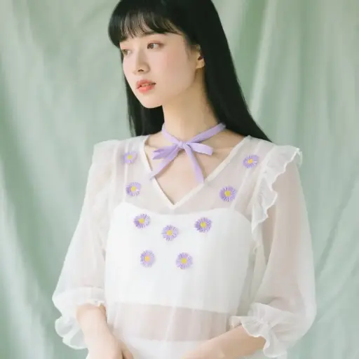 雪紡夏季七分袖上衣女裝